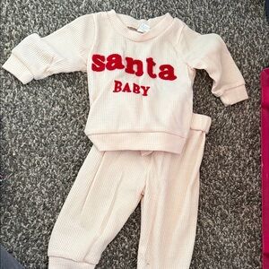 Santa Baby Kids Pajamas - Cream and Red